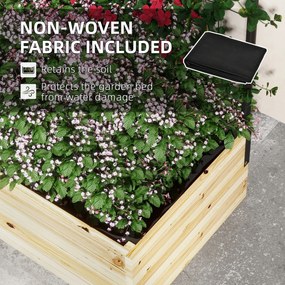 Outsunny Łóżko Ogrodowe Wysokie z Podporą Drewniana Skrzynia na Kwiaty Grządka Ziołowa Donica Naturalne Drewno 80x38x145cm | Aosom PL