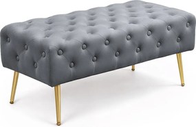 Ławka tapicerowana welurowa pikowana 100 cm MONACO Grafit