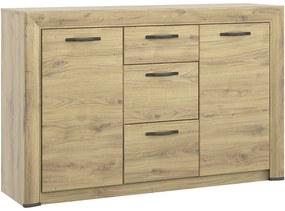 Komoda Dwudrzwiowa z Szufladami Drewniana do Salonu COVE 136 cm Dąb navarra Loft