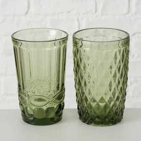 Ozdobna szklanka z zielonego szkła, AURORA, 300 ml