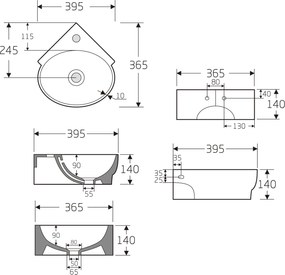 Umywalka narożna ścienna KW198A