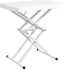 Outsunny Stolik ogrodowy, przenośny stół zewnętrzny z tworzywa sztucznego i metalu, stolik bistro, na taras, ogród, biały