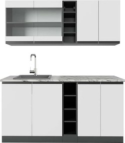 Pojedyncza kuchnia biały/antracyt 160x60x81.6 r-line