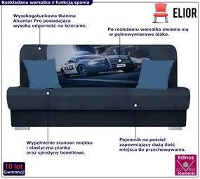 Granatowa wersalka rozkładana z motywem policji - Piovia 18X