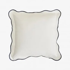 Kwadratowa Poduszka 45x45 Cm Z Bawełny Kovey Dark Blue - Biała - Sklum