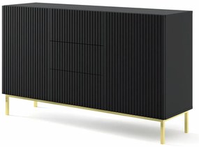 Czarna komoda z lamowym frontem glamour T2-E14
