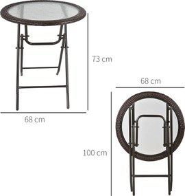 Outsunny Stół Ogrodowy Okrągły Składany Ø68 cm Stalowy Stół Kempingowy Balkonowy Praktyczny Design | Aosom PL