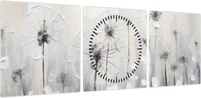 Obraz - Mlecze, malarstwo (z zegarem) (90x30 cm)