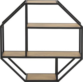 Loftowy regał ścienny z półkami Seaford Octagon dąb