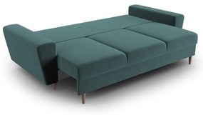 Morska aksamitna rozkładana/ze schowkiem sofa 235 cm Kyoto – Cosmopolitan Design