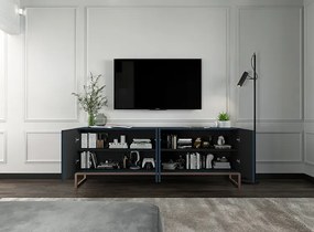 Granatowa lamelowa szafka rtv A1-W57