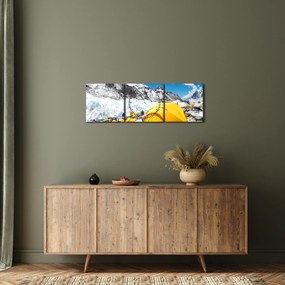 Obraz - Kemping w górach (z zegarem) (90x30 cm)