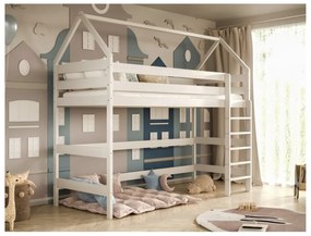 Łóżko domek na antresoli TOBI 2 180x80 białe drewniane KOCOT KIDS