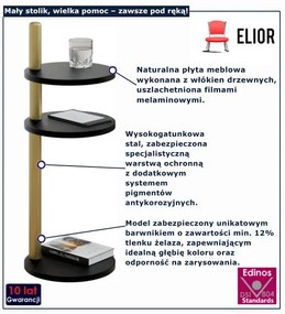 Czarny okrągły stolik pomocniczy do salonu  B5-W76