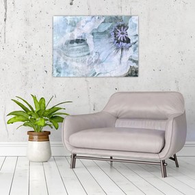 Obraz - Kwiatowy fresk na ceglanej ścianie (70x50 cm)
