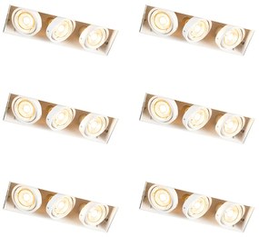 Zestaw 6 reflektorów wpuszczanych białych regulowanych bezramkowych 3-punktowych - Oneon