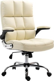 Krzesło biurowe MCW-J21,  imitacja skóry, kremowy
