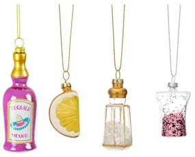 Szklane ozdoby świąteczne zestaw 4 szt. wykonane ręcznie 9,5 cm Tequila – Sass &amp; Belle