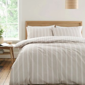 Beżowa bawełniana pościel dwuosobowa 230x220 cm Ashford Stripe – Bianca