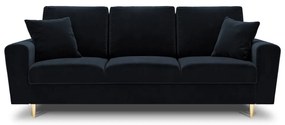 Ciemnoniebieska aksamitna rozkładana/ze schowkiem sofa 235 cm Kyoto – Cosmopolitan Design