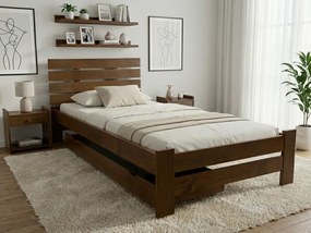 Łóżko PARIS podwyższone 80 x 200 cm, dąb Stelaż: Ze stelażem listwowym rolowanym elastycznym, Materac: Materac Deluxe 10 cm