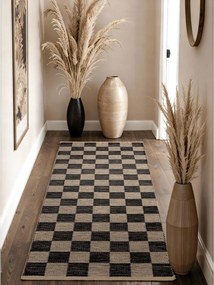 Czarny/kremowy chodnik z mieszanki juty dwustronny/tkany ręcznie 80x200 cm Rex – Hanse Home