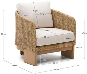 Beżowy/w naturalnym kolorze drewniany/ze sztucznego rattanu fotel ogrodowy Xoriguer – Kave Home