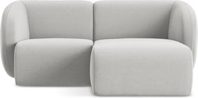 Jasnoszary aksamitny narożnik (prawostronny/z szezlongiem) Lani – Makamii