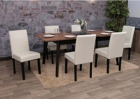 Zestaw 6 krzeseł do jadalni Littau ze sztucznej skóry,  imitacja skóry, biały, ciemne nogi