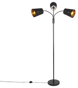 Nowoczesna lampa podłogowa czarna 3-światłowa - Carmen Nowoczesny Oswietlenie wewnetrzne