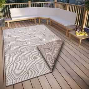 Dywan zewnętrzny dwustronny Pangli brązowo-kremowy 120 cm x 170 cm