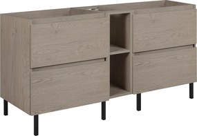 Meble łazienkowe 140 cm (2 X 60 + 20) + nóżki meblowe, Kolor: Ciemny Dąb, 140 x 80,7 x 46 cm