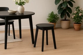 Czarny drewniany taboret W7-F42