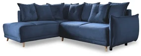 Ciemnoniebieski sztruksowy rozkładany narożnik (lewostronny) Lazy Lukka – Miuform
