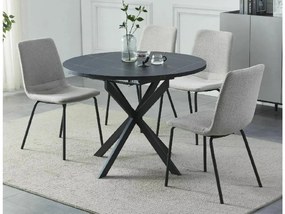 Rozkładany stół jadalniany GASTON 100(135)x100 cm, czarny dekor marmurowy