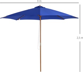 Outsunny Parasol Ogrodowy Drewniany 300cm Ochrona UV Stabilny Bambus Elegancki Czarny | Aosom PL