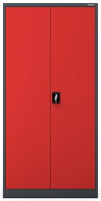 Biurowa szafa metalowa na akta JAN, 900 x 1850 x 400 mm, antracytowo-czerwona
