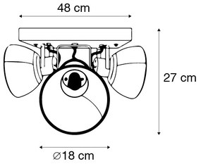 Lampa sufitowa brąz z drewnem 3-punktowa - MangoPrzemysłowy Oswietlenie wewnetrzne