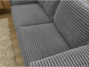 Ciemnoszara sztruksowa rozkładana sofa do spania 220 cm Hugo – Bobochic Paris