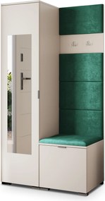 Masseno Garderoba VIRA 95/181/51 cm Nowoczesna Szafa do Przedpokoju Kaszmir, MONOLITH 37 (Butelkowa zieleń)