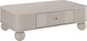 Stolik kawowy Vesper 103x60 cm z szufladą - kaszmir / złote uchwyty / nogi kule