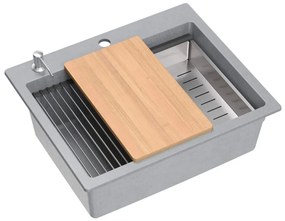 Zlewozmywak granitowy KURT 110 WORKSTATION SZARY Metalik