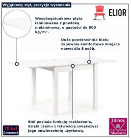 Kwadratowy Rozkładany Stół Kuchenny W Białym Kolorze H0-F03