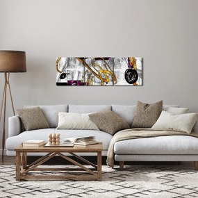 Obraz abstrakcji (z zegarem) (90x30 cm)