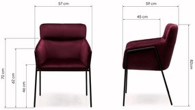 Bordowy designerski fotel HELSINKI VELVET