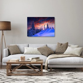 Obraz na szkle - Zimowy zmierzch (70x50 cm)