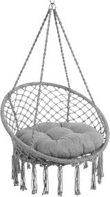 Szare wiszące krzesło KOLUMBIA z poduszką