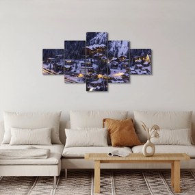 Obraz - górskie zimowe miasteczko (125x70 cm)