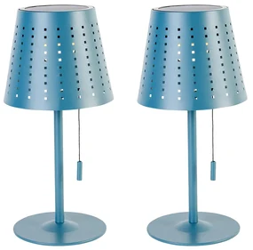 Zewnetrzna Zestaw 2 lamp stołowych niebieskich, w tym LED 3-stopniowy ściemniacz ładowany i solarny - FerreDesignerski Oswietlenie zewnetrzne