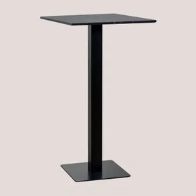 Kwadratowy Wysoki Stolik Barowy 60x60 Cm Z Marmuru Livanto Czarny & Marmur Nero Marquina - Sklum
